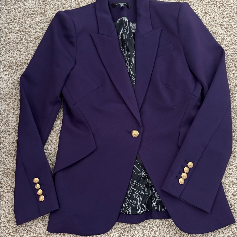 White House Black Market Purple Blazer with Gold Buttons